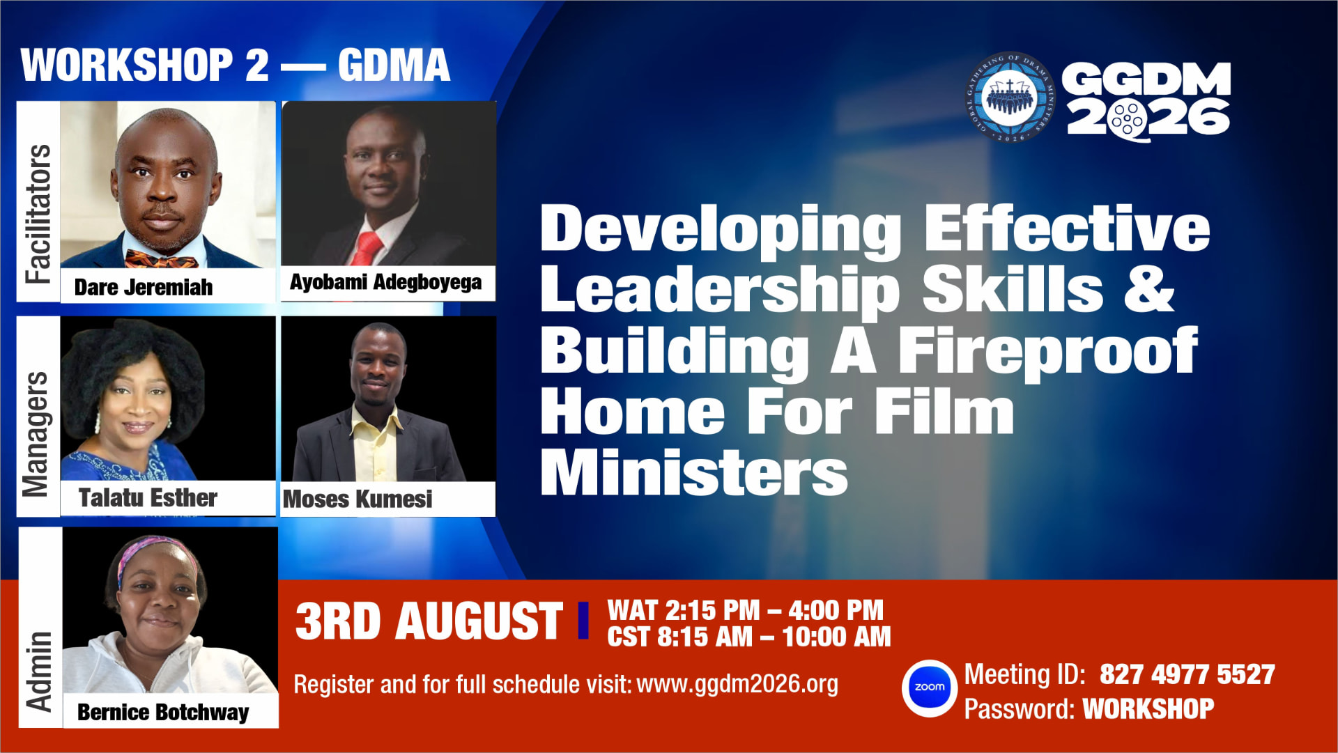 Workshop 2 flyer — Developing Effective Leadership Skills & Building a Fireproof Home