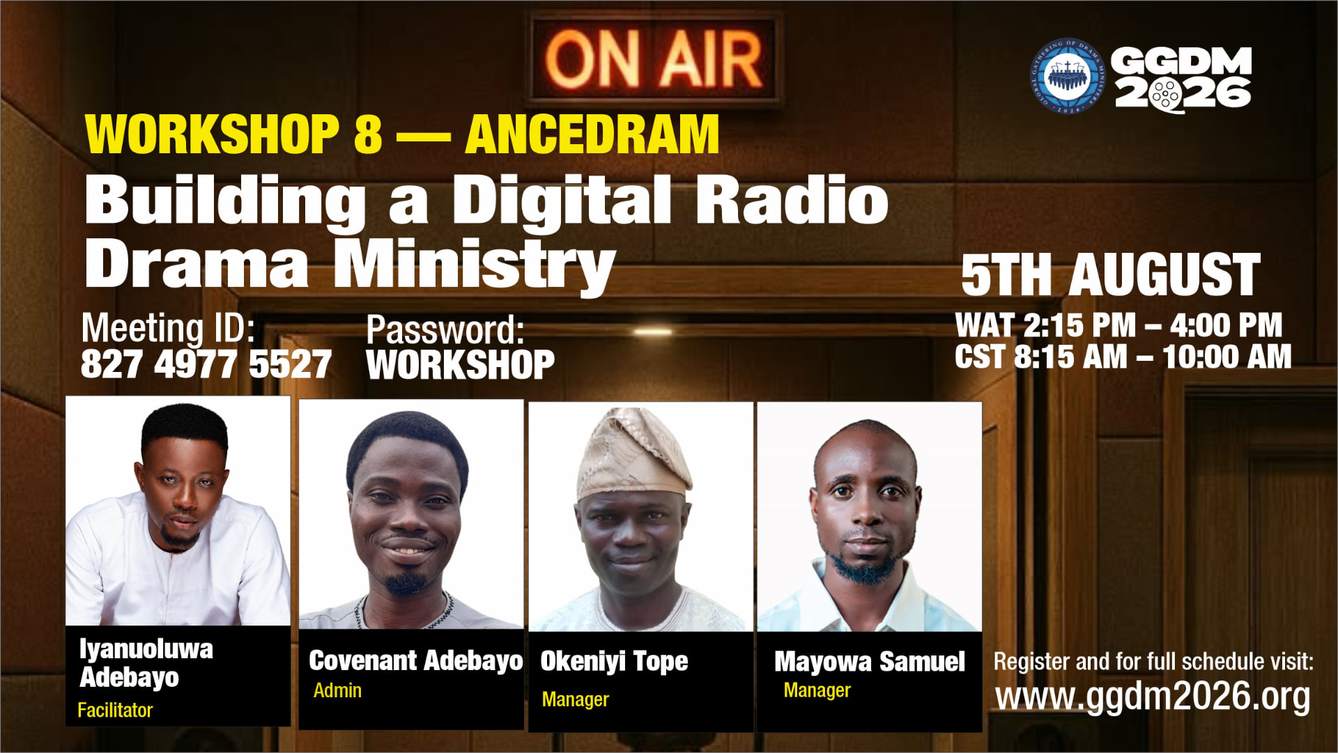 Workshop 8 flyer — Building a Digital Radio Drama Ministry