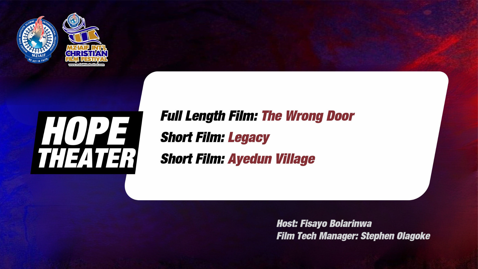 HOPE Theater 3 screening line-up flyer